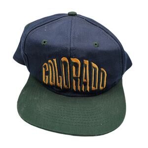 Vintage 1990s COLORADO Snapback Baseball Cap Hat Green Blue Embroidered